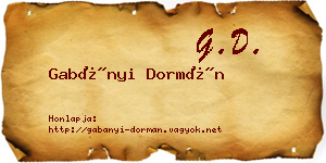 Gabányi Dormán névjegykártya